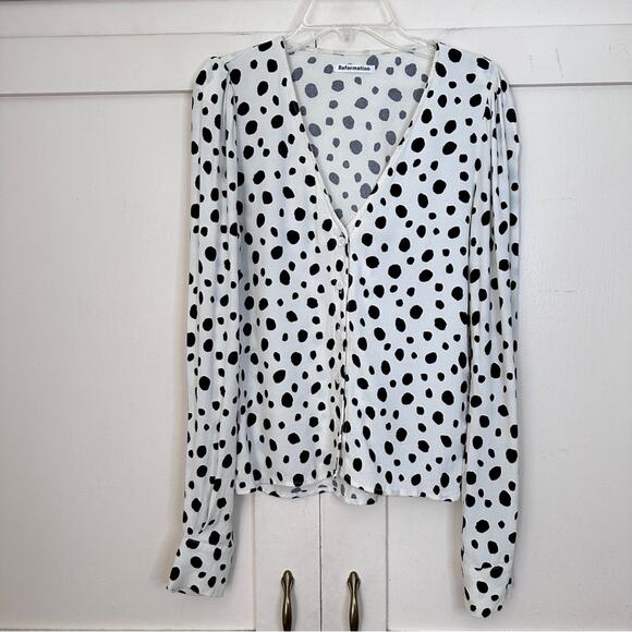 Reformation Annaliese Polka Dot Button Front Top XS - Picture 1 of 6